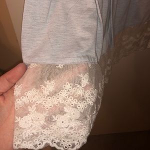 Light blue tank with lace bottom